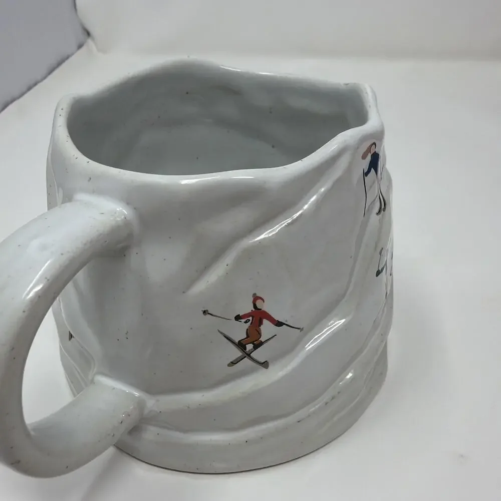 West Elm St. Jude Holiday Skiers Stoneware Figural Mug skier on handle
